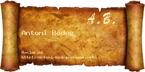 Antoni Bódog névjegykártya